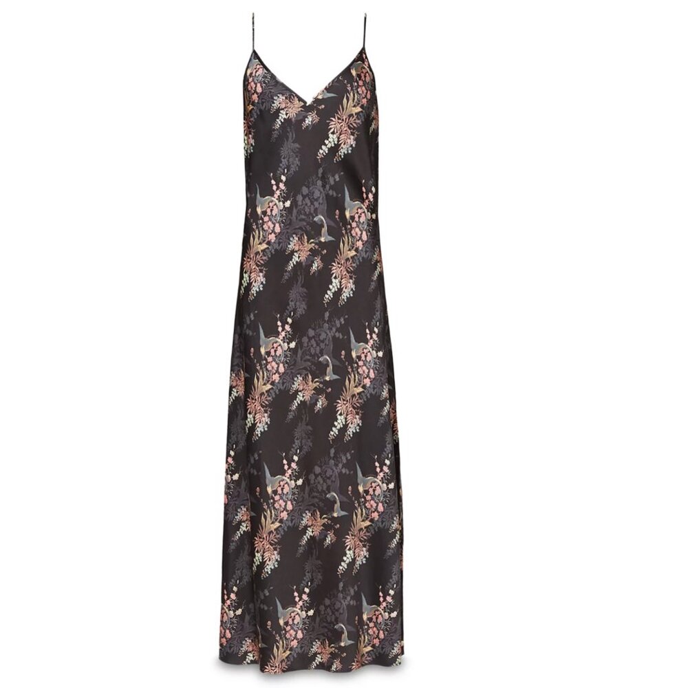 Allsaints Slip Dress floral midi tierny melisma womens Gray (small) minimalist